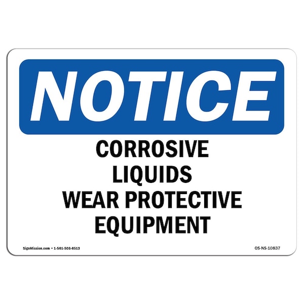 OSHA, Corrosive Liquids Wear Protective Equipment, 5in X 3.5in, 10PK, 5" W, 3.5" H, Landscape, PK10